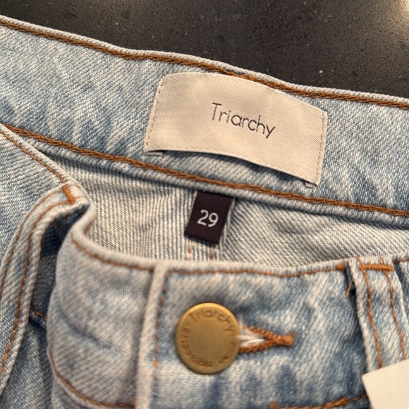 NWT Triarchy Women's Blue High-Rise Straight-Leg Distressed Jeans SZ 29 - Picture 3 of 8